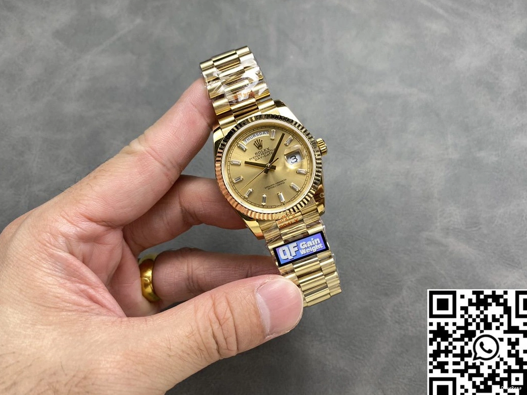 Day 36mm Gold Gold Tungsten Dial Steel Rolex Factory Date Yellow QF M128238-0045 v5 0516